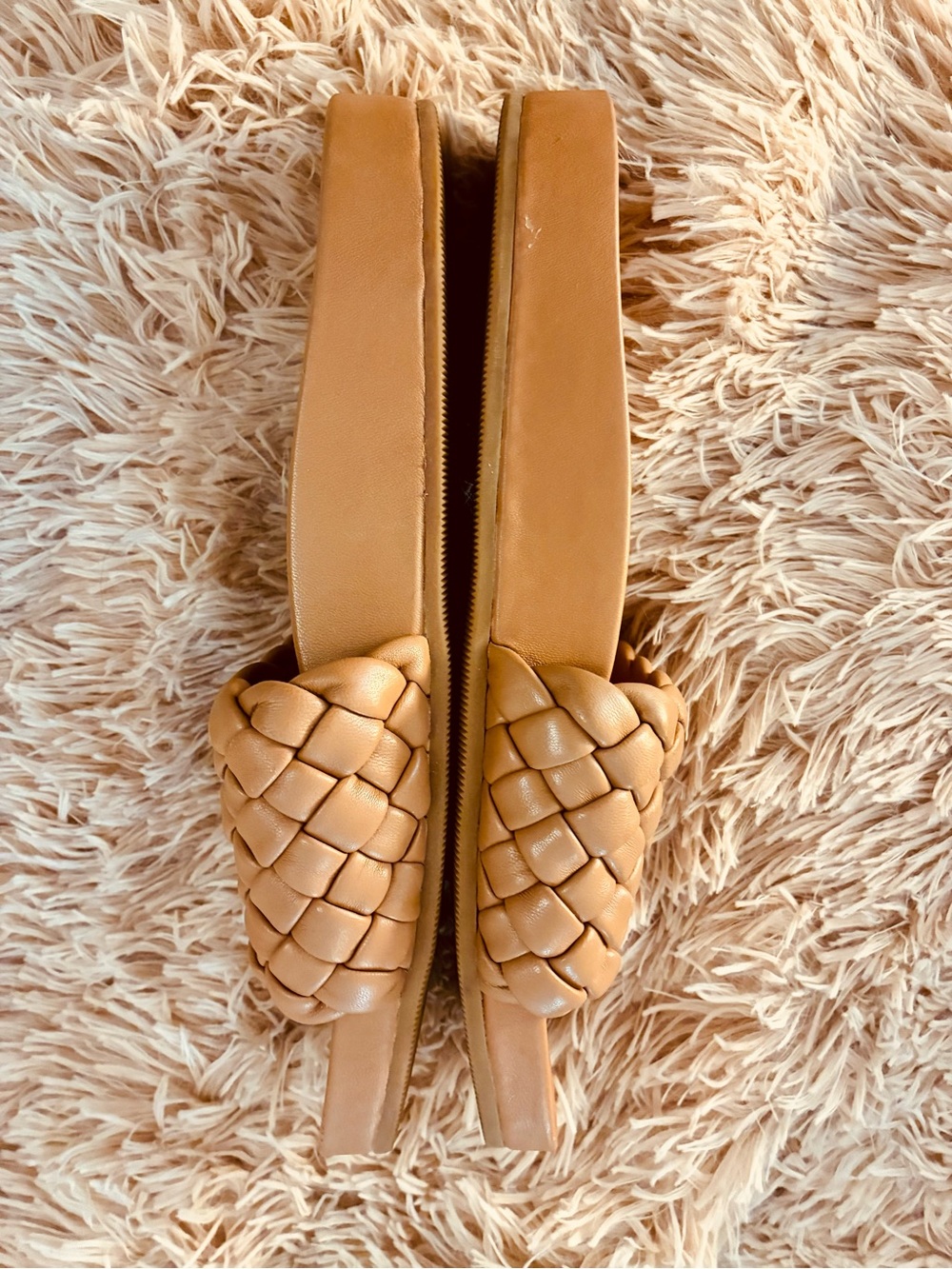 LOEFFLER RANDALL SONNIE TAN LEATHER SLIDES SZ 9 - Picture 4 of 4